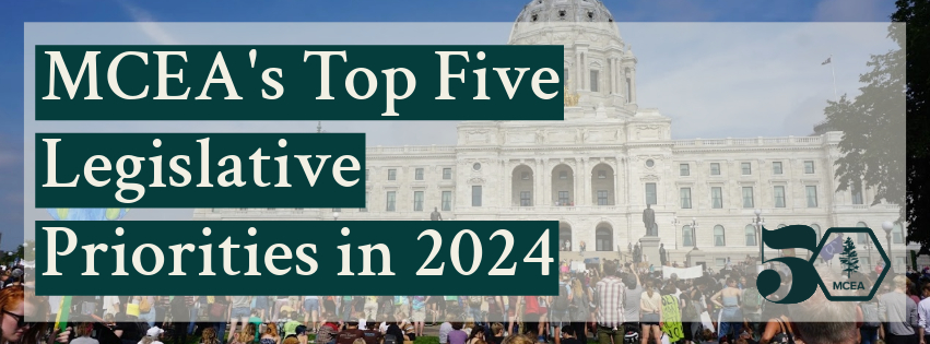 m c e a top five legislative priorities superimposed over photo of capitol